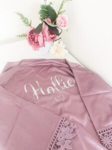 The back of the gown with personalised name