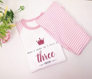 White and Pink Personalised Birthday pyjamas