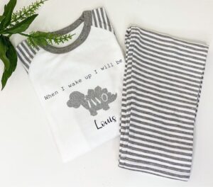 White and Grey Personalised Birthday pyjamas
