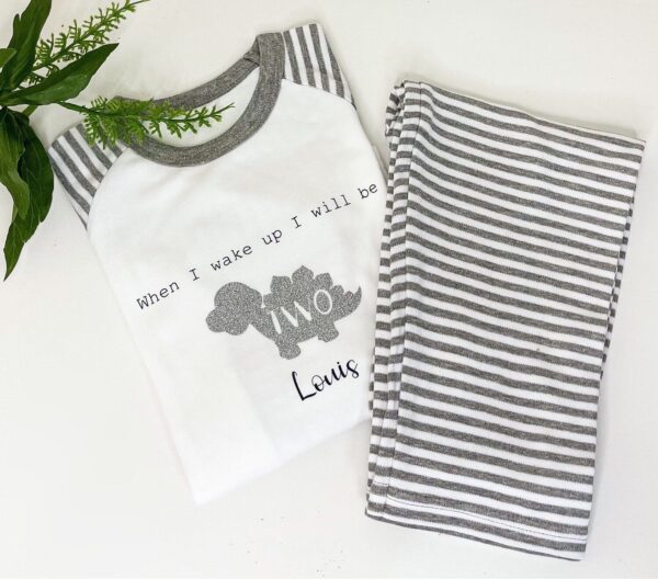 White and Grey Personalised Birthday pyjamas