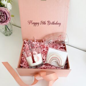 Personalised Gift Box saying happy 18th Birthday with 3 items