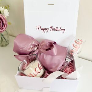 Silk Gown Gift Box with candle and Champaign flute